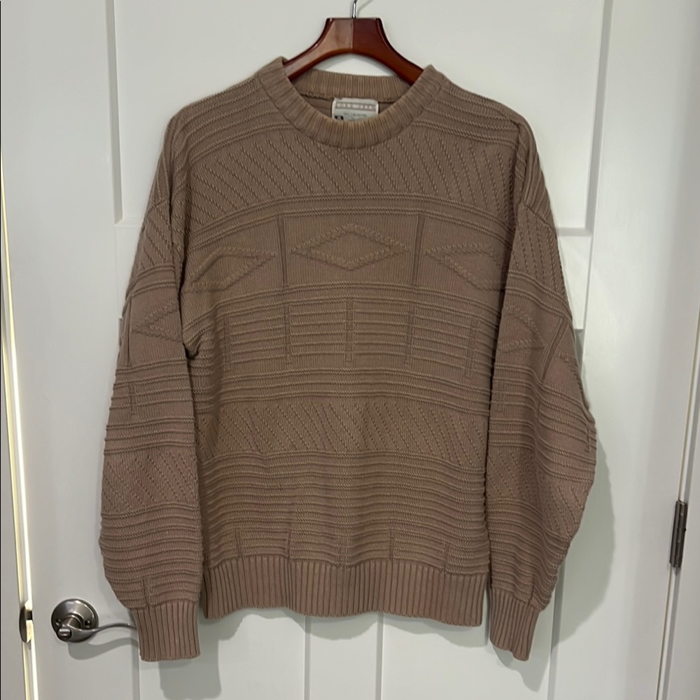 Vintage Lord Jeff Cable Knit Textured Sweater 100% Fine Cotton Sz XL